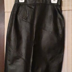Black leather pencil skirt